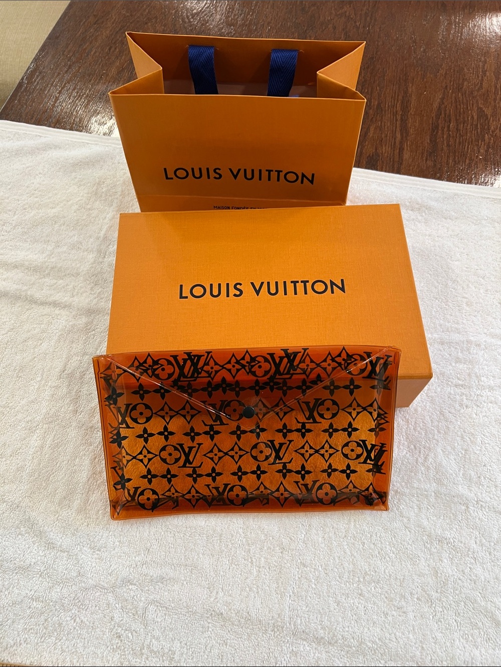 Louis Vuitton Orange Transparent Monogram Pouch